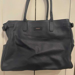 Navy Blue Italian Leather Tote